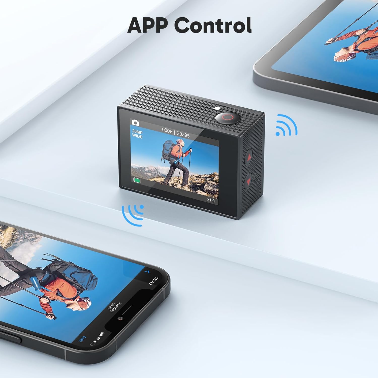 AKASO EK7000 4K30FPS 20MP WiFi Action Camera with EIS Ultra HD 131FT Waterproof Underwater Camera Remote Control 4X Zoom Support External Microphone Black - Image 8