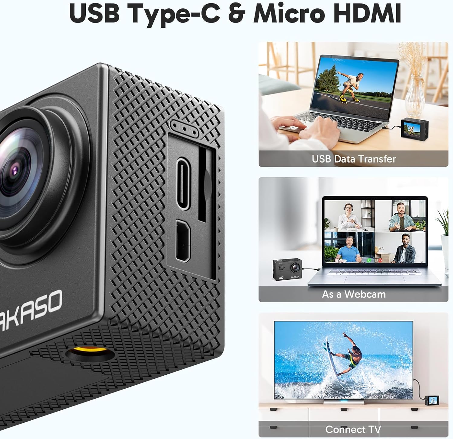 AKASO EK7000 4K30FPS 20MP WiFi Action Camera with EIS Ultra HD 131FT Waterproof Underwater Camera Remote Control 4X Zoom Support External Microphone Black - Image 9
