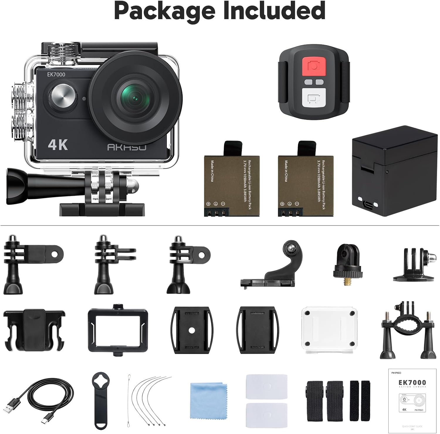 AKASO EK7000 4K30FPS 20MP WiFi Action Camera with EIS Ultra HD 131FT Waterproof Underwater Camera Remote Control 4X Zoom Support External Microphone Black - Image 10