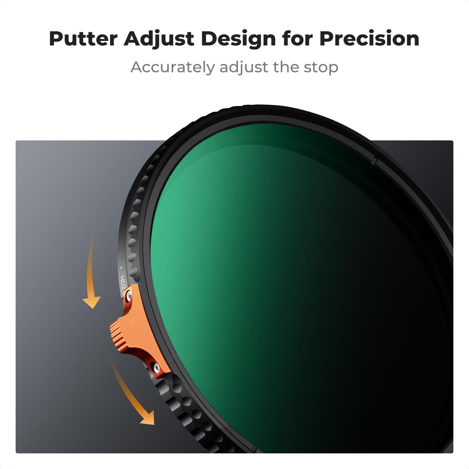K&F Concept 82mm Putter Variable ND Filter ND2-ND400 (1-9 Stops) 28 Multi-Layer Coatings Import AGC Glass Adjustable Neutral Density Filter for Camera Lens (Nano-X Series) - Image 5