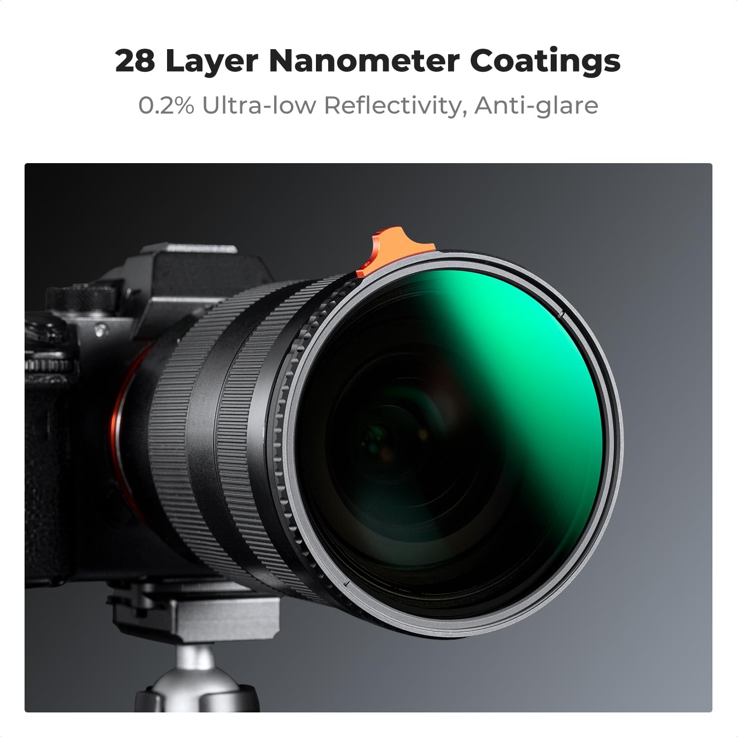K&F Concept 82mm Putter Variable ND Filter ND2-ND400 (1-9 Stops) 28 Multi-Layer Coatings Import AGC Glass Adjustable Neutral Density Filter for Camera Lens (Nano-X Series) - Image 6